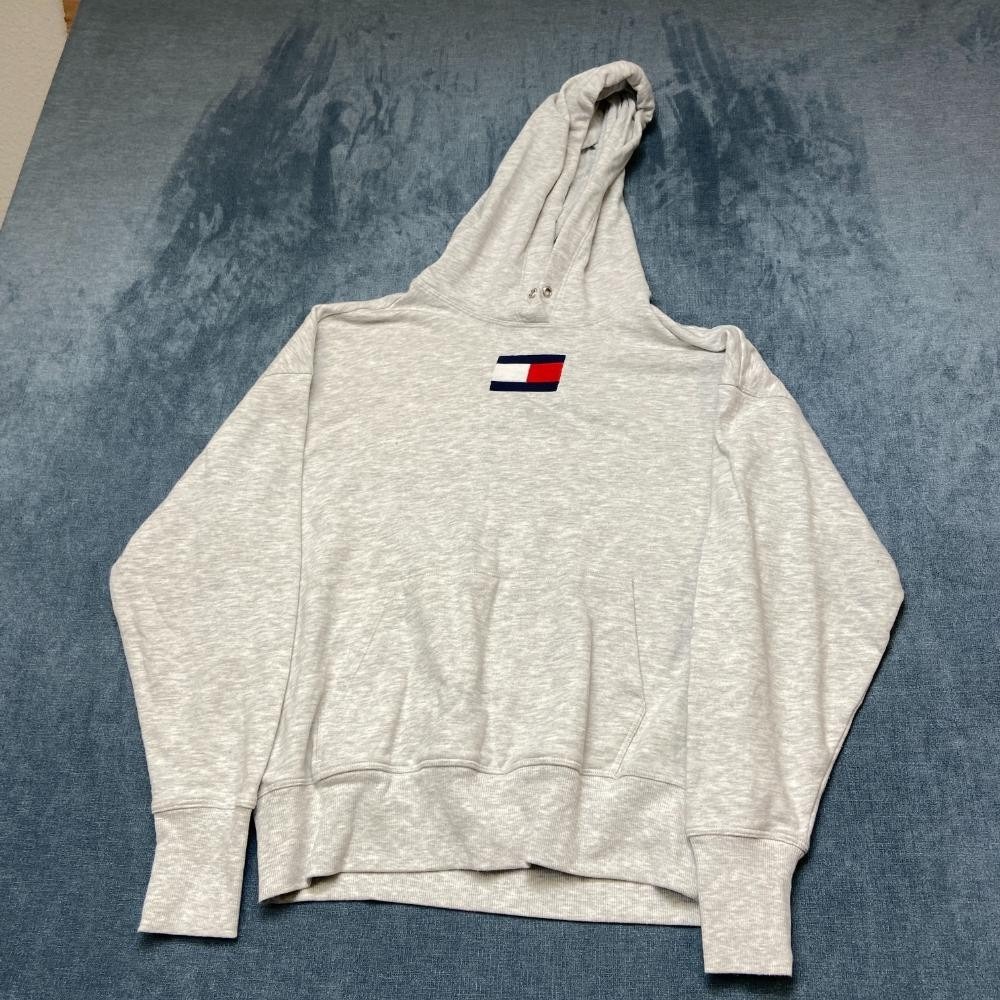 Tommy Hilfiger Sport Hoodie Womens Small Heather Gray Cotton Embroidered Logo